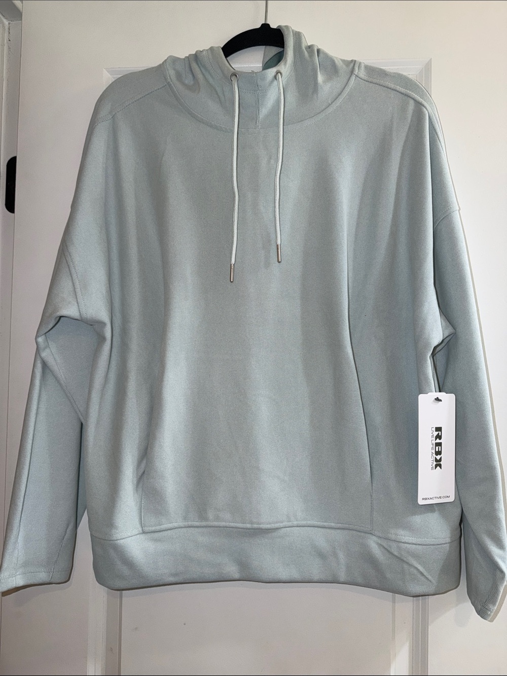 RBX Light Blue Drawstring Funnel Neck Women's Hodded Sweatshirt - L